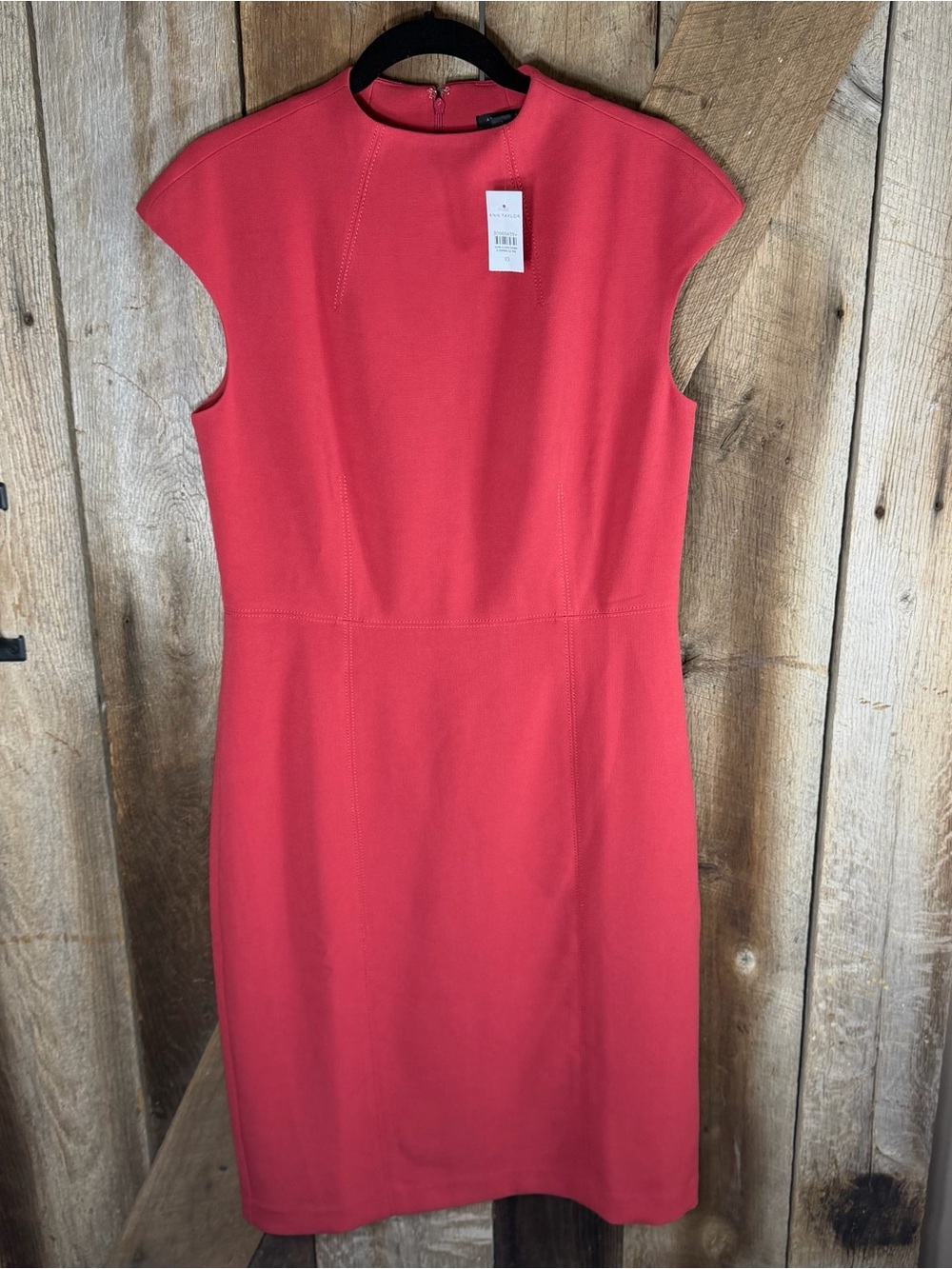 Ann Taylor Mock Neck Doubleweave Sheath Dress Beaming Blush Sz 10 NWT